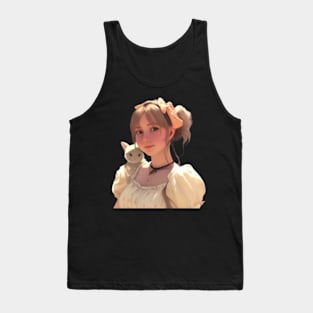 Beautiful Princess With her Cat Sticker Tank Top